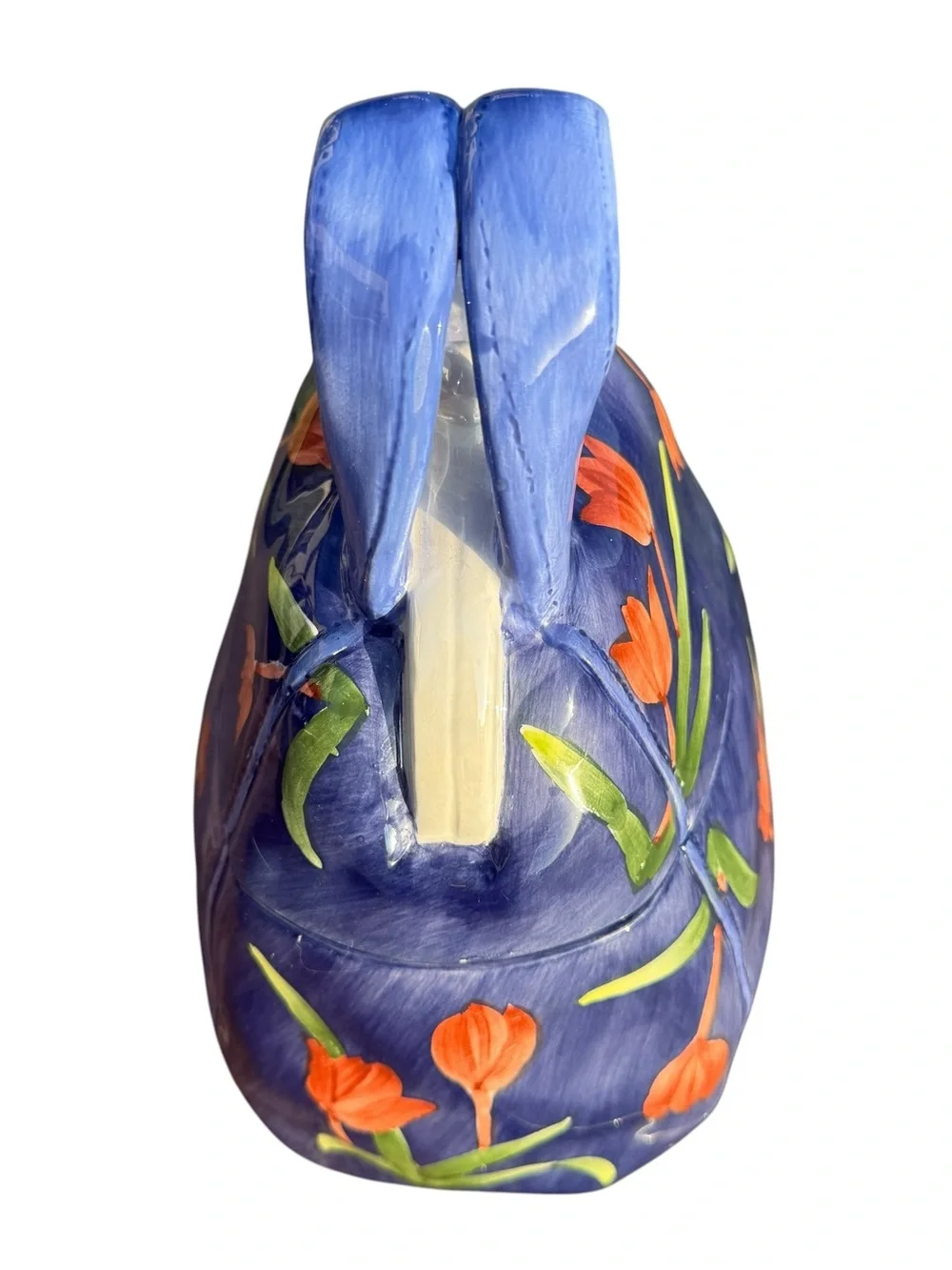 Blue Tulip Handbag Cookie Jar Ceramic Canister Spring Floral Kitchen Decor Gift